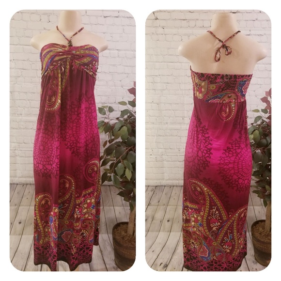 Dresses & Skirts - Magenta mixed paisley printed maxi dress